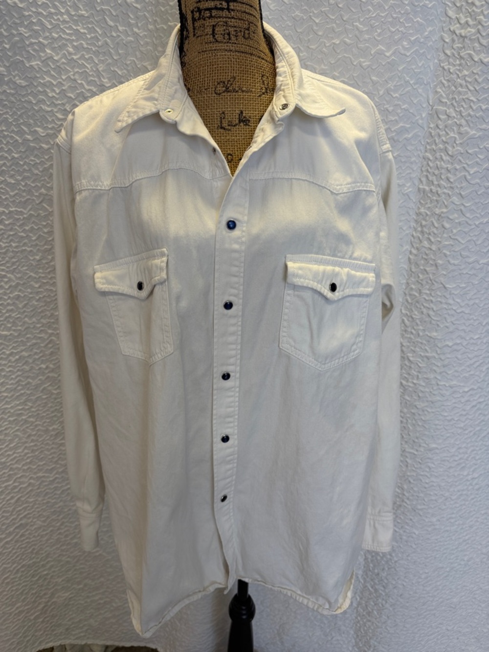 Vintage Schaefer Outfitters Men's Cream/White Western/Range/Work Shirt